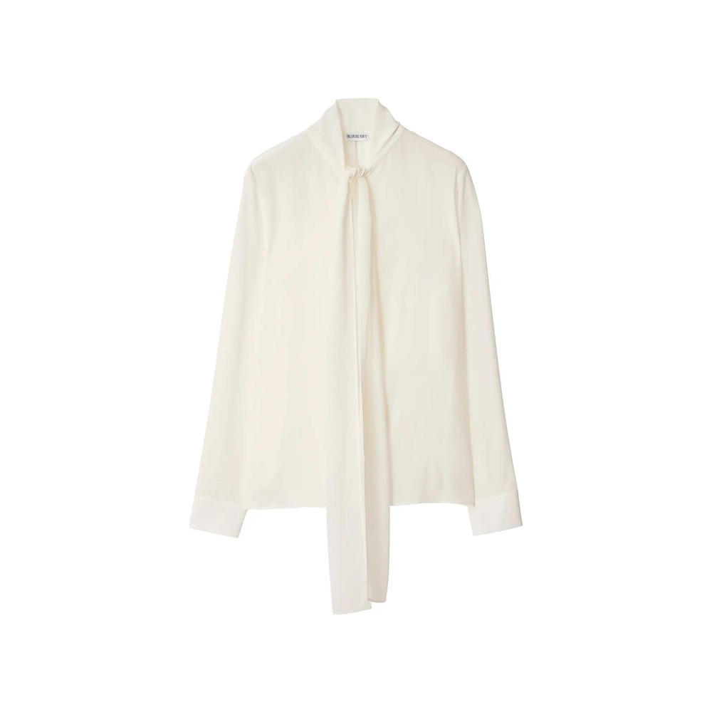Burberry Kelli Tie-Neck Silk Blouse Size 6
